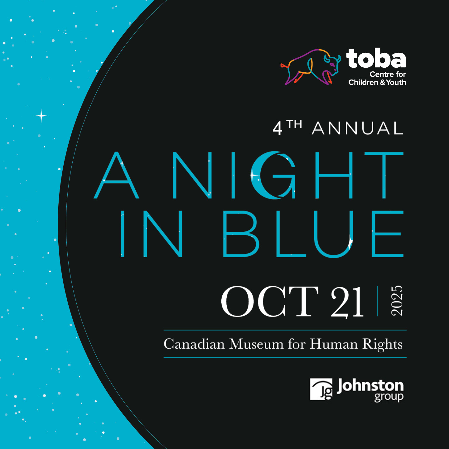 4th Annual A Night In Blue October 21, 2025 Canadian Museum for Human Rights Sponsored by Johnston Group